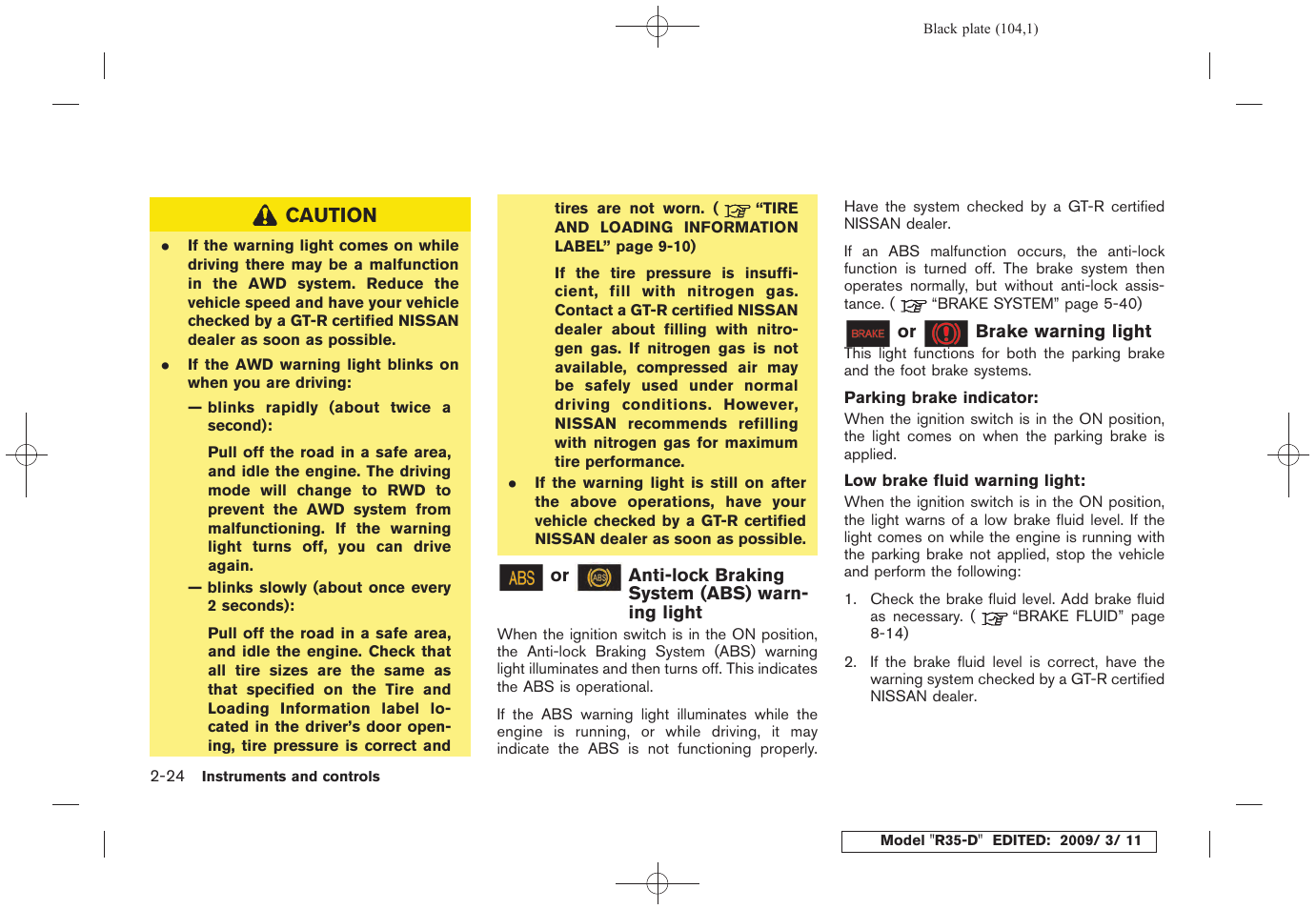 NISSAN 2010 GT-R Sports Sedan User Manual | Page 107 / 314