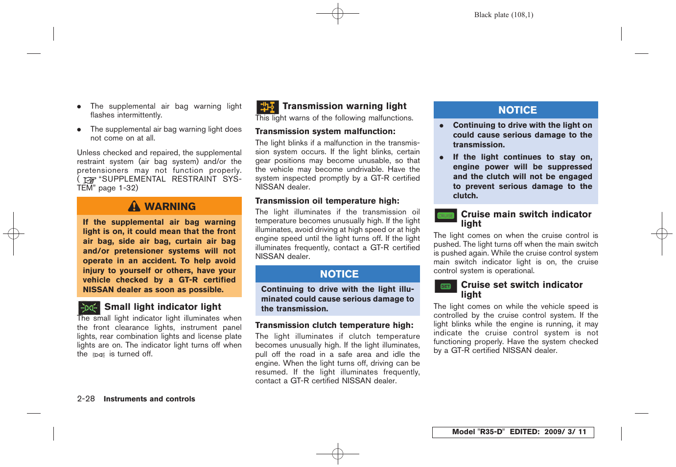 NISSAN 2010 GT-R Sports Sedan User Manual | Page 111 / 314