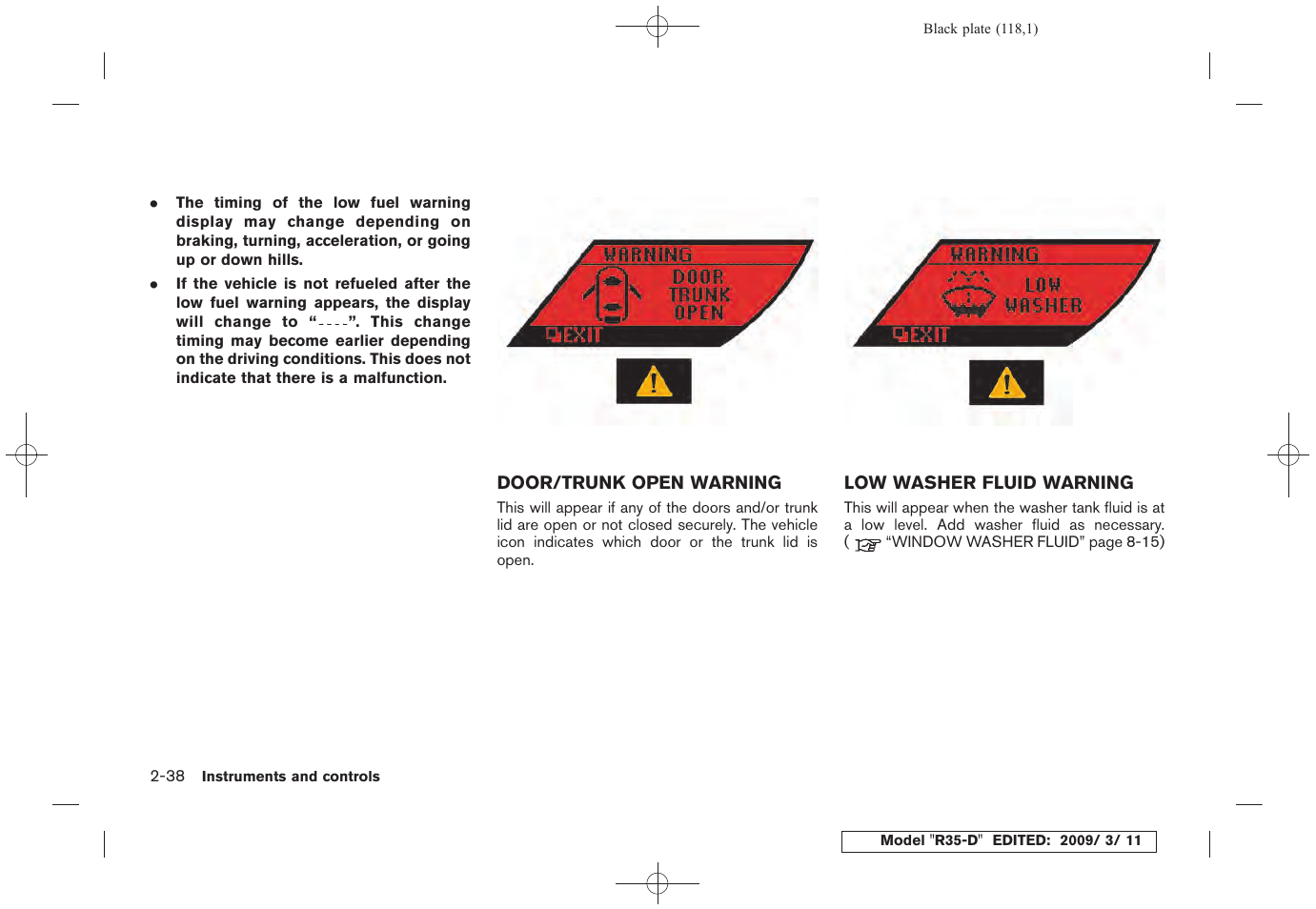 NISSAN 2010 GT-R Sports Sedan User Manual | Page 121 / 314