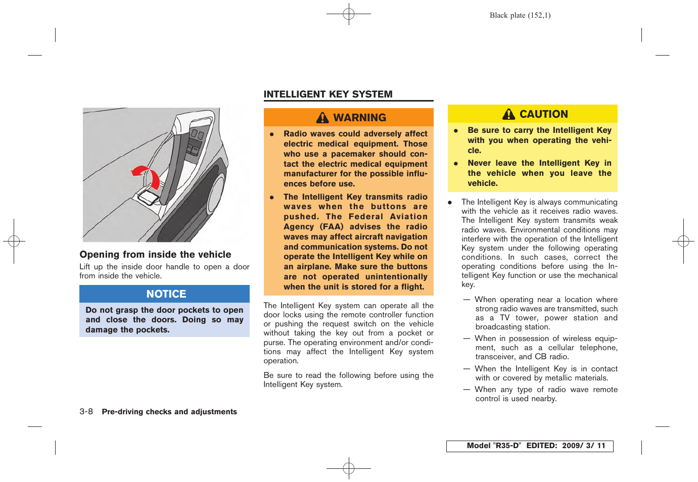 Intelligent key system -8 | NISSAN 2010 GT-R Sports Sedan User Manual | Page 155 / 314