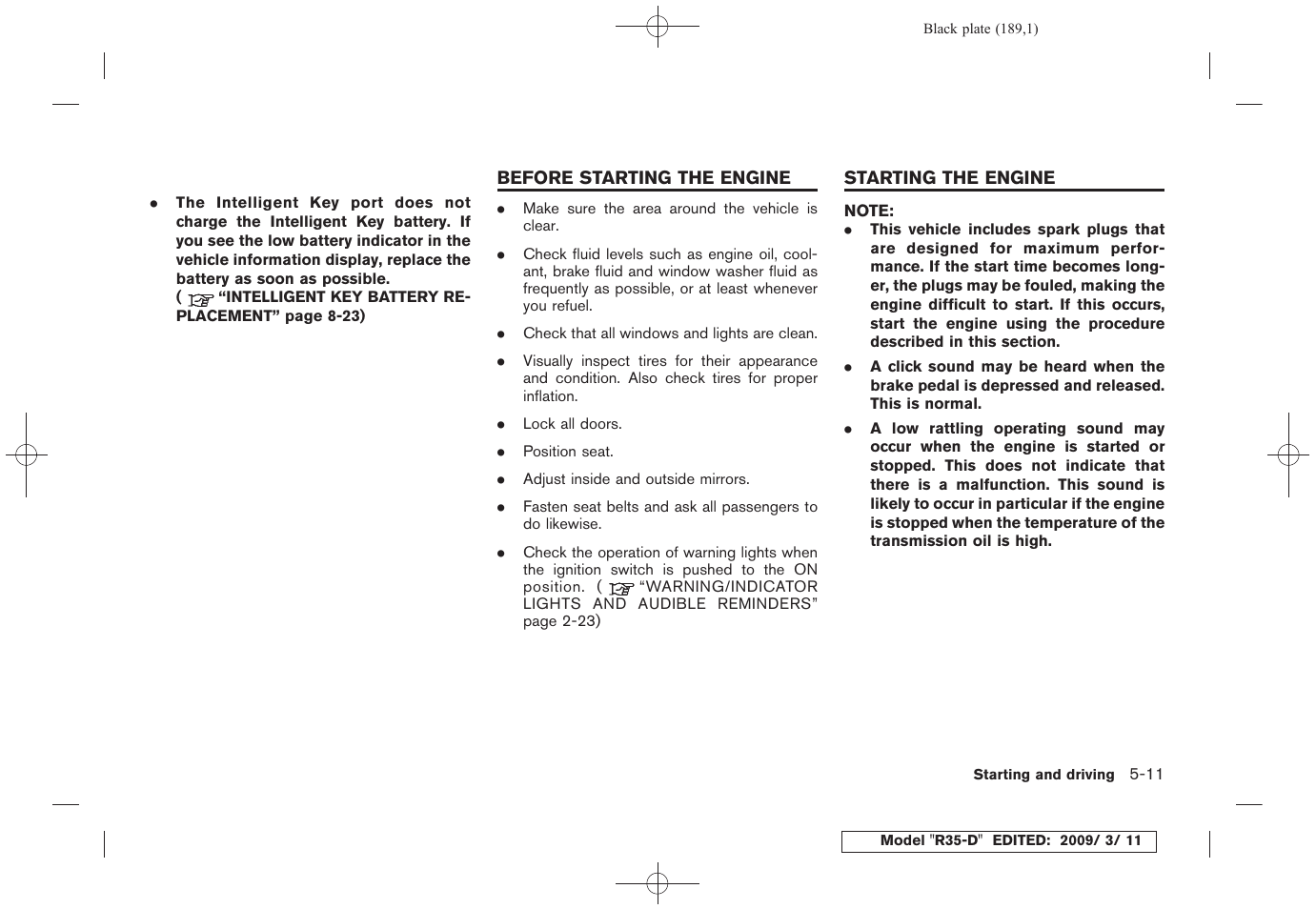 NISSAN 2010 GT-R Sports Sedan User Manual | Page 190 / 314