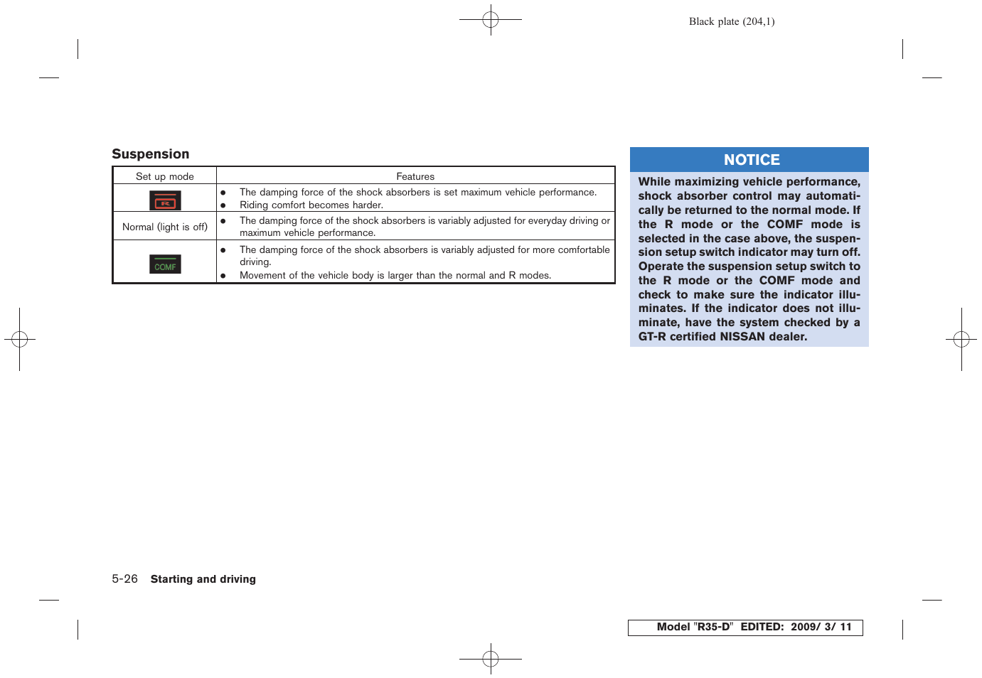 NISSAN 2010 GT-R Sports Sedan User Manual | Page 205 / 314