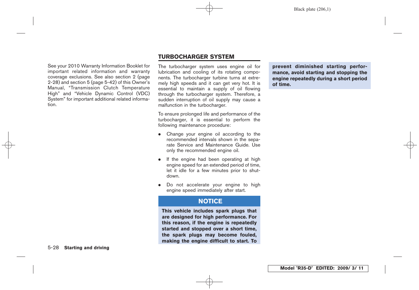 Turbocharger system -28 | NISSAN 2010 GT-R Sports Sedan User Manual | Page 207 / 314