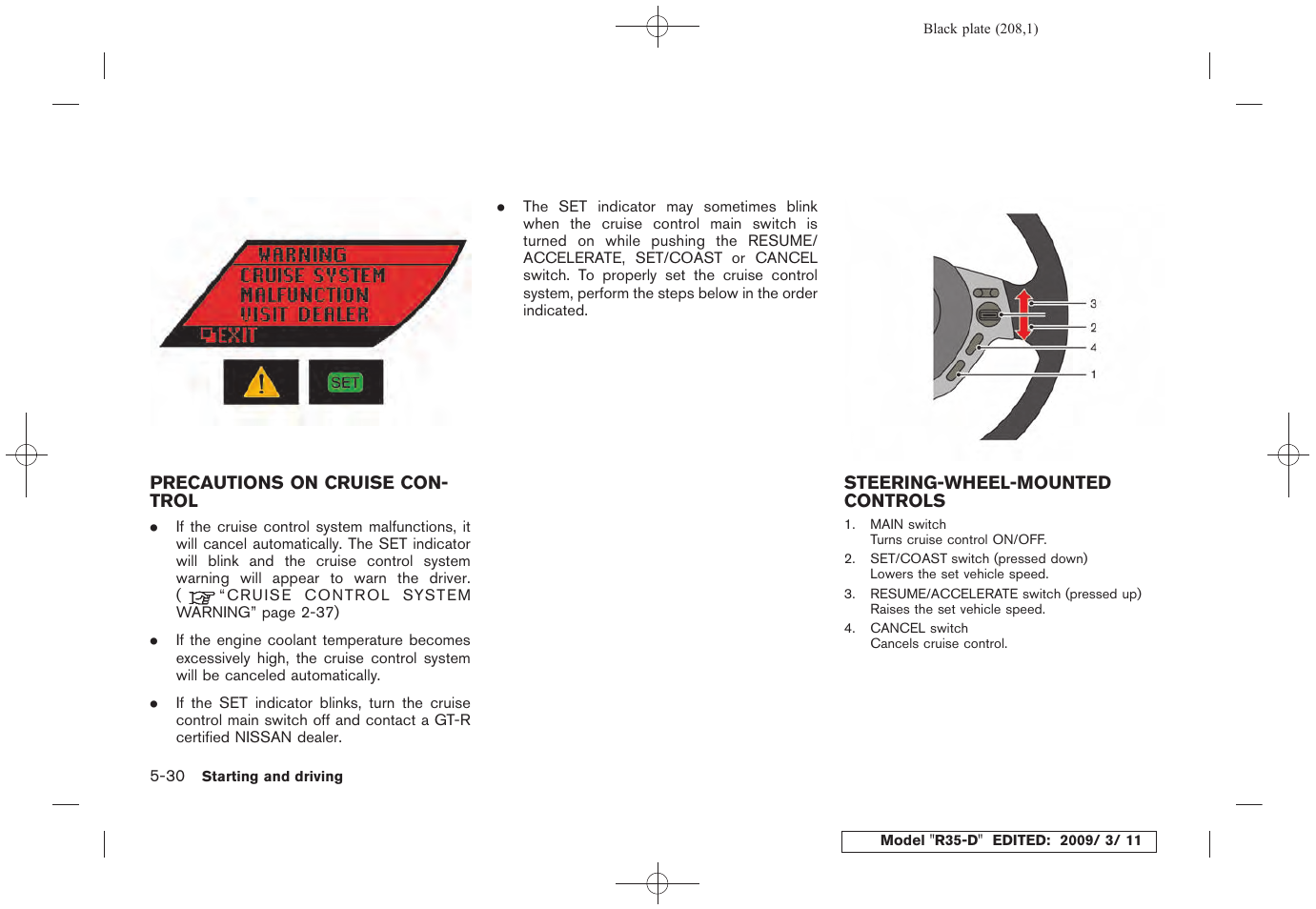 NISSAN 2010 GT-R Sports Sedan User Manual | Page 209 / 314