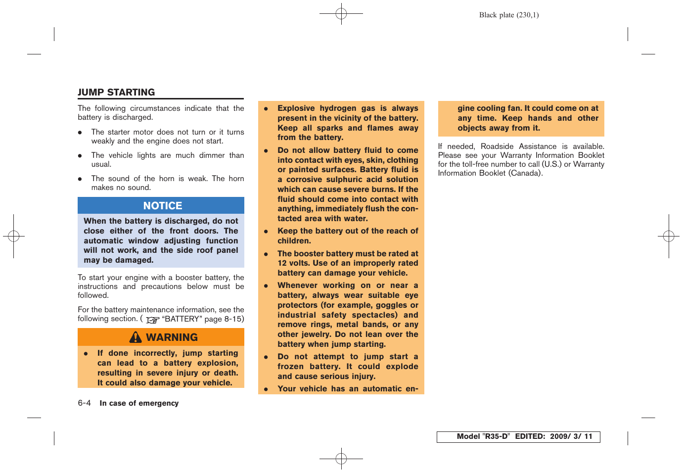 Jump starting -4 | NISSAN 2010 GT-R Sports Sedan User Manual | Page 229 / 314