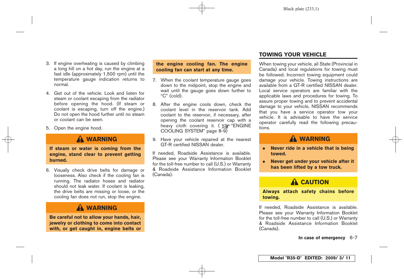 Towing your vehicle -7 | NISSAN 2010 GT-R Sports Sedan User Manual | Page 232 / 314