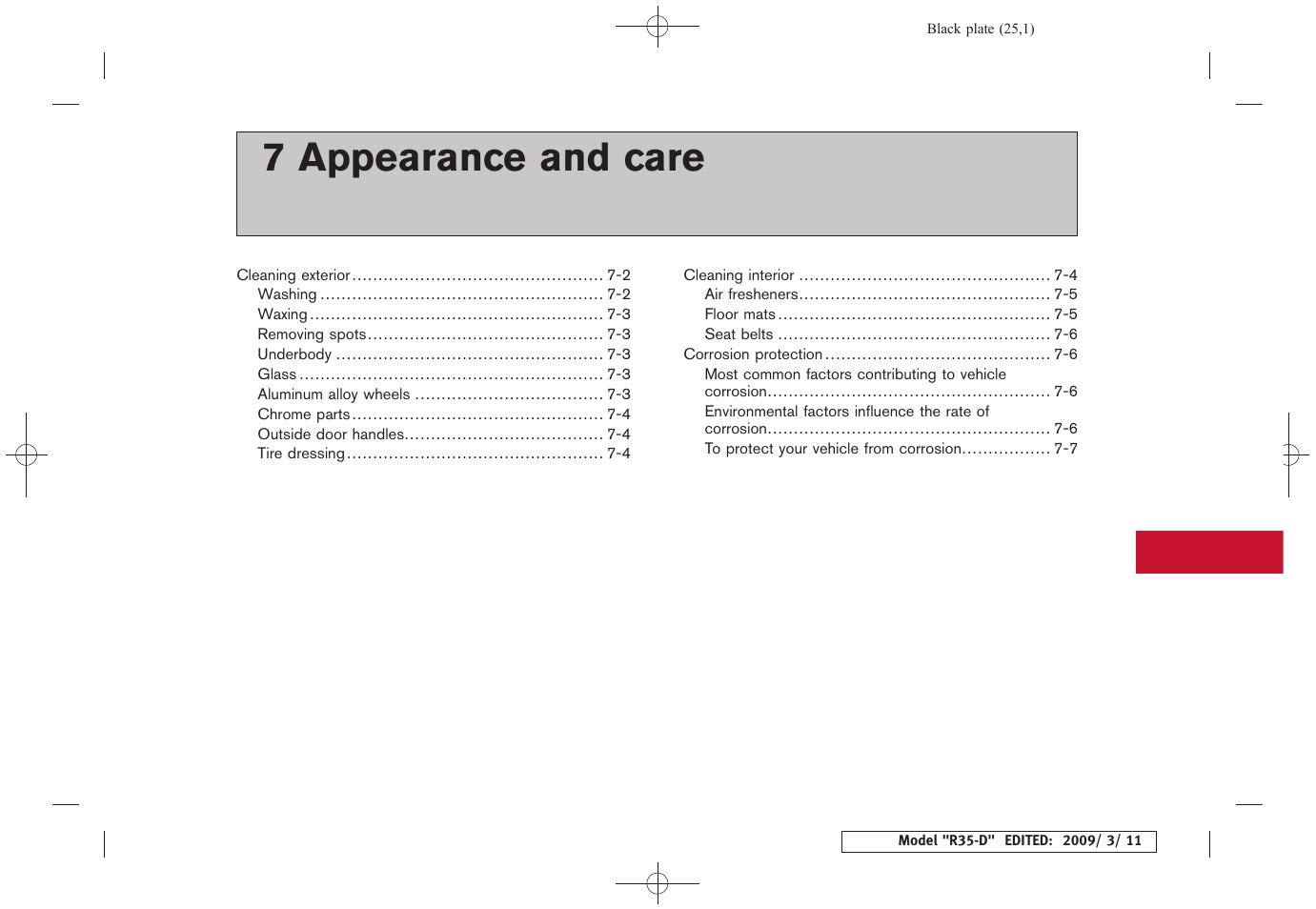 Appearance and care, 7 appearance and care | NISSAN 2010 GT-R Sports Sedan User Manual | Page 236 / 314