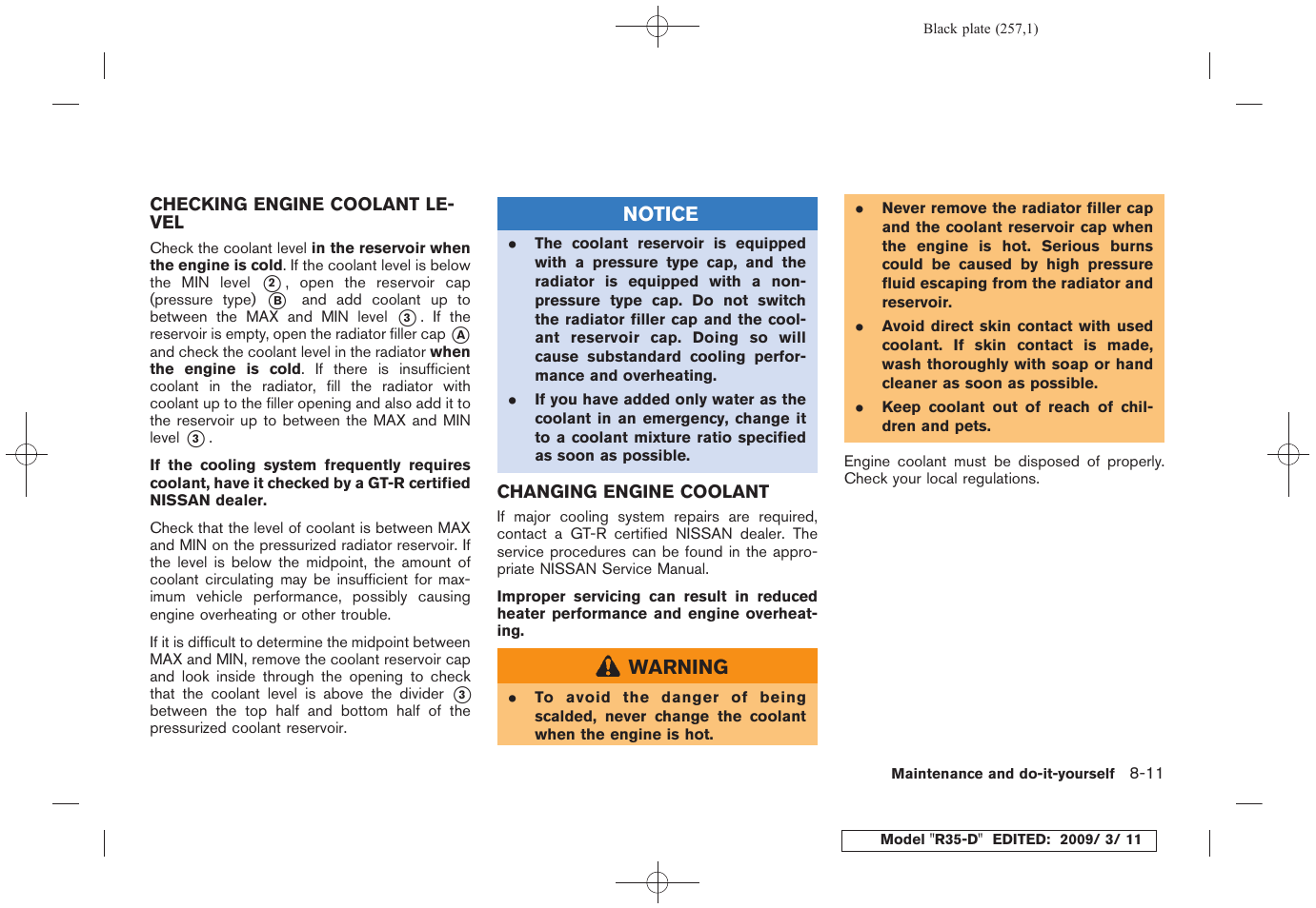 NISSAN 2010 GT-R Sports Sedan User Manual | Page 254 / 314