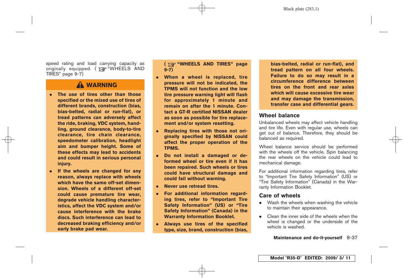 NISSAN 2010 GT-R Sports Sedan User Manual | Page 280 / 314