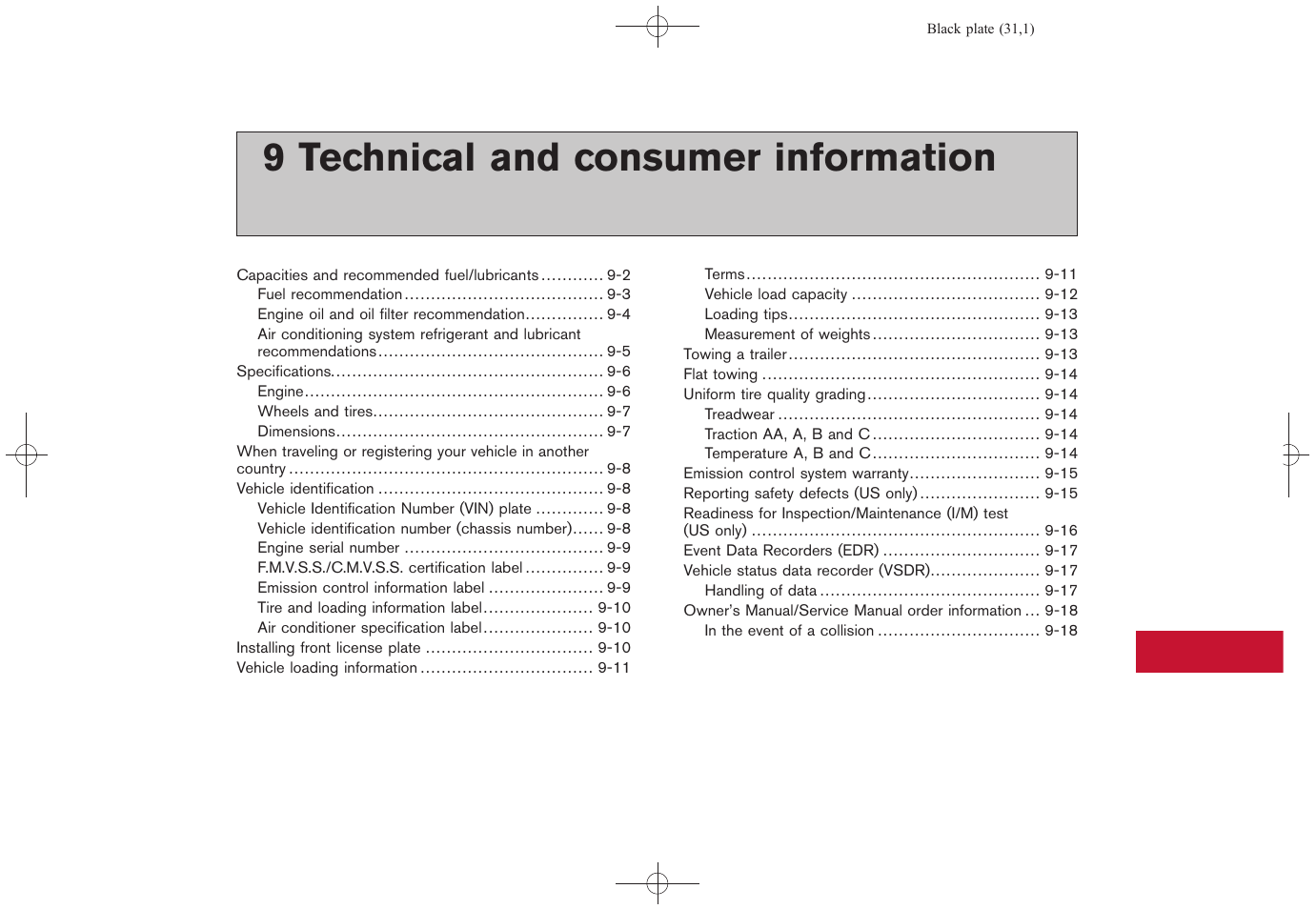 Technical and consumer information, 9 technical and consumer information | NISSAN 2010 GT-R Sports Sedan User Manual | Page 286 / 314