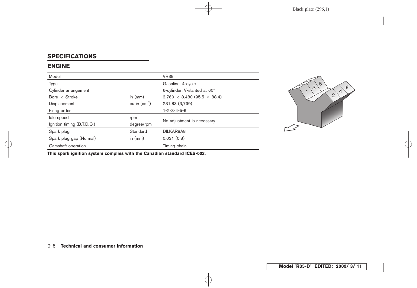 Specifications -6, Engine -6 | NISSAN 2010 GT-R Sports Sedan User Manual | Page 291 / 314