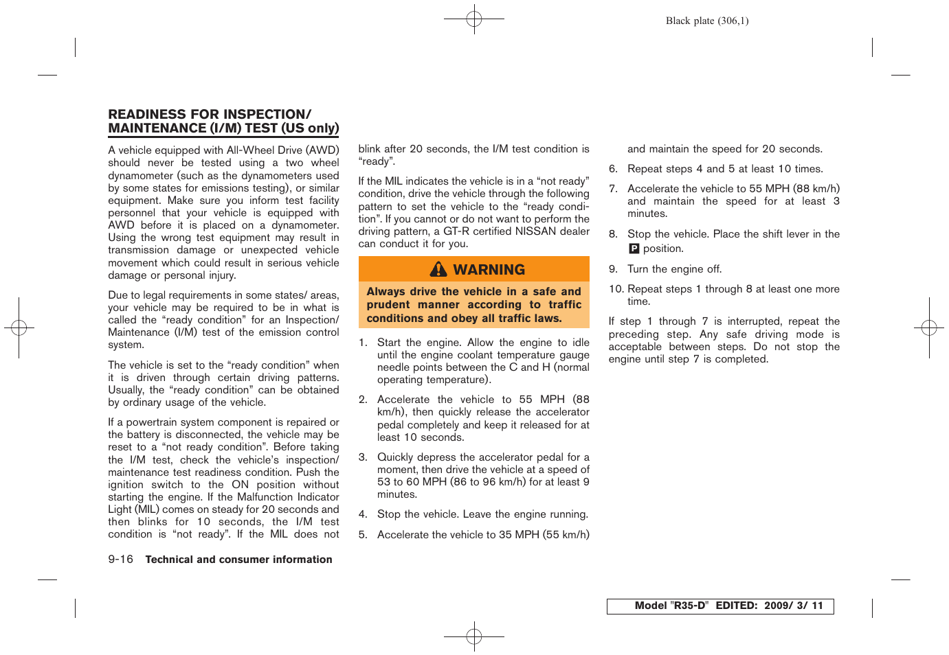 NISSAN 2010 GT-R Sports Sedan User Manual | Page 301 / 314