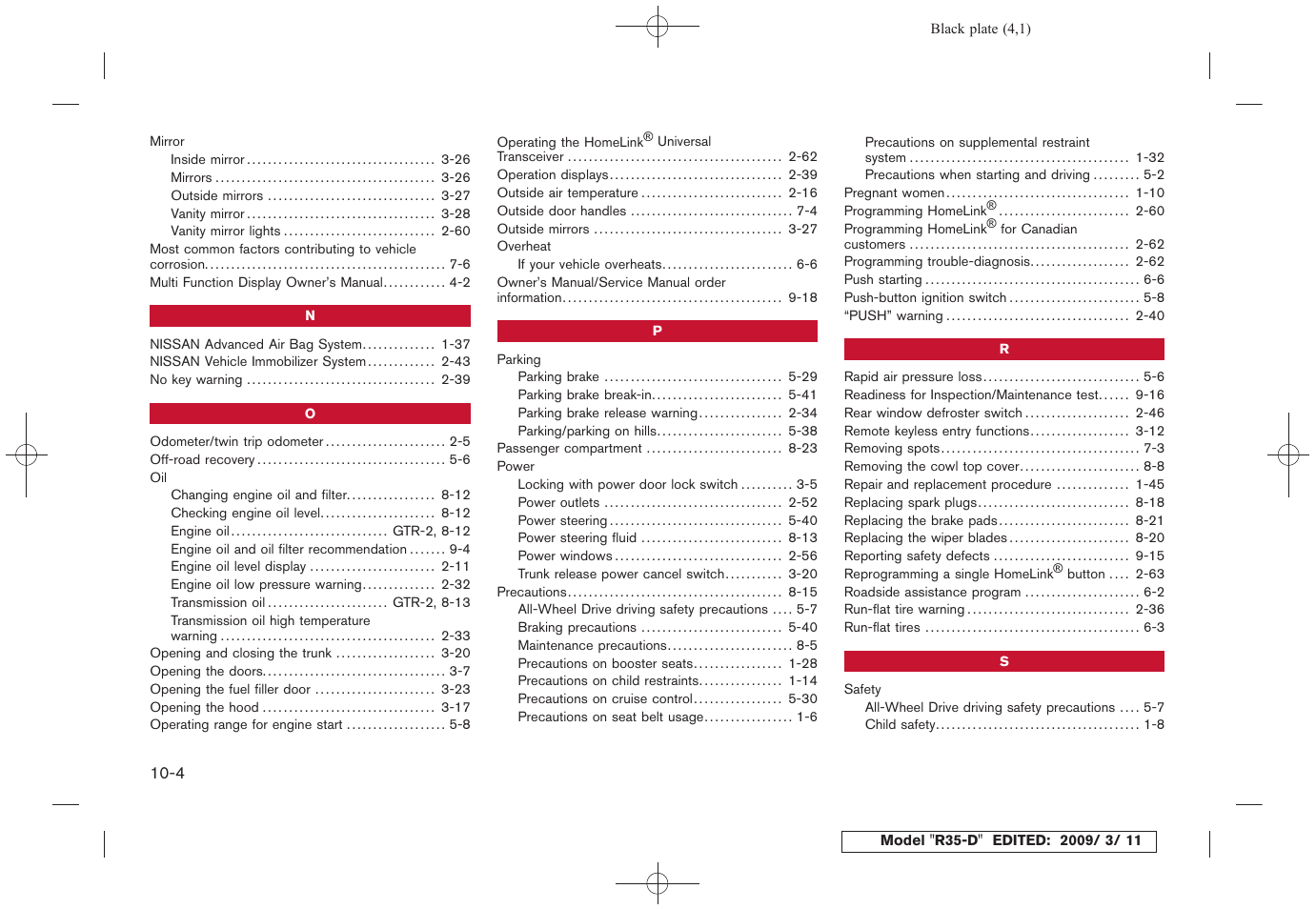 NISSAN 2010 GT-R Sports Sedan User Manual | Page 309 / 314