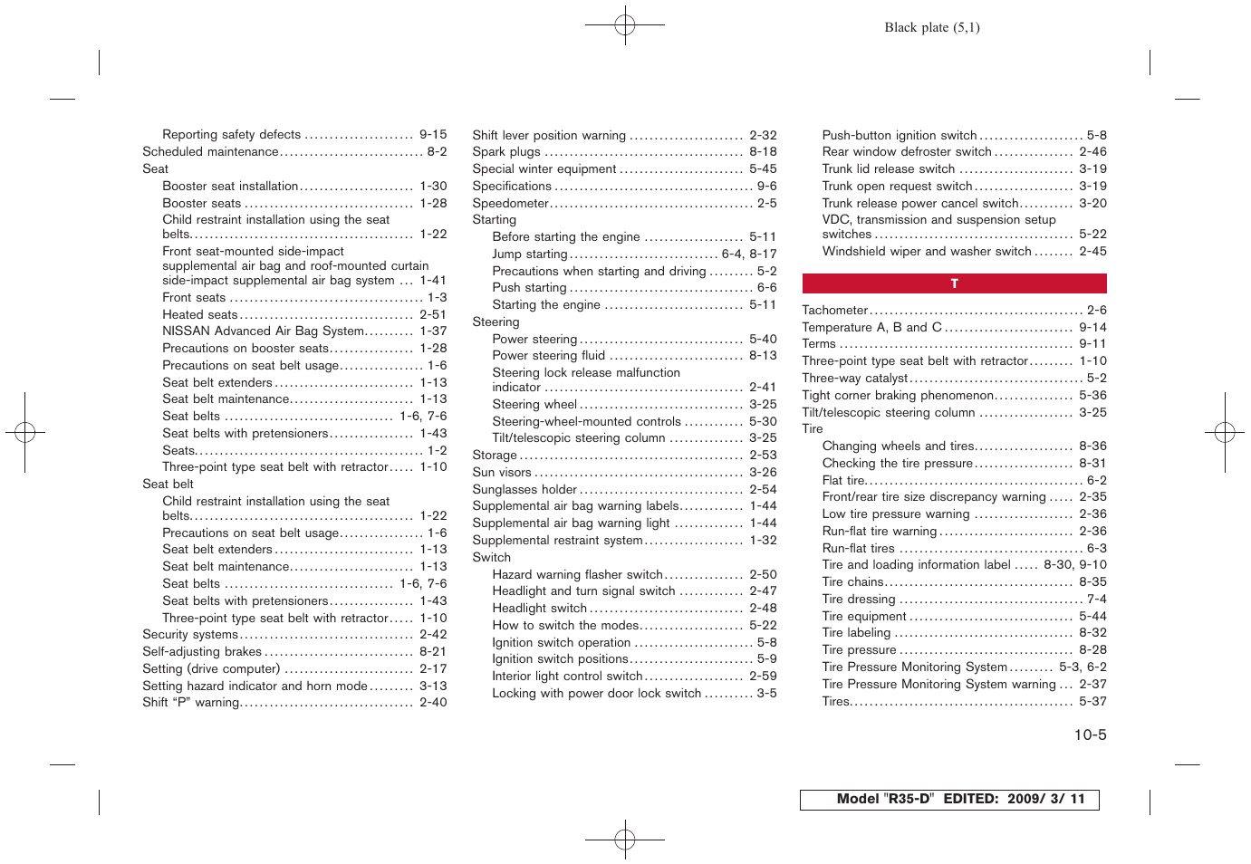 NISSAN 2010 GT-R Sports Sedan User Manual | Page 310 / 314