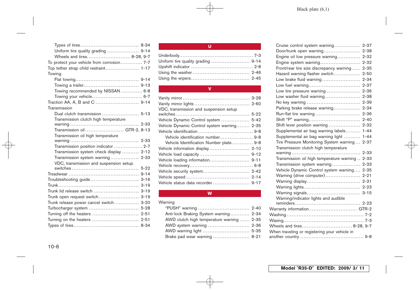 NISSAN 2010 GT-R Sports Sedan User Manual | Page 311 / 314