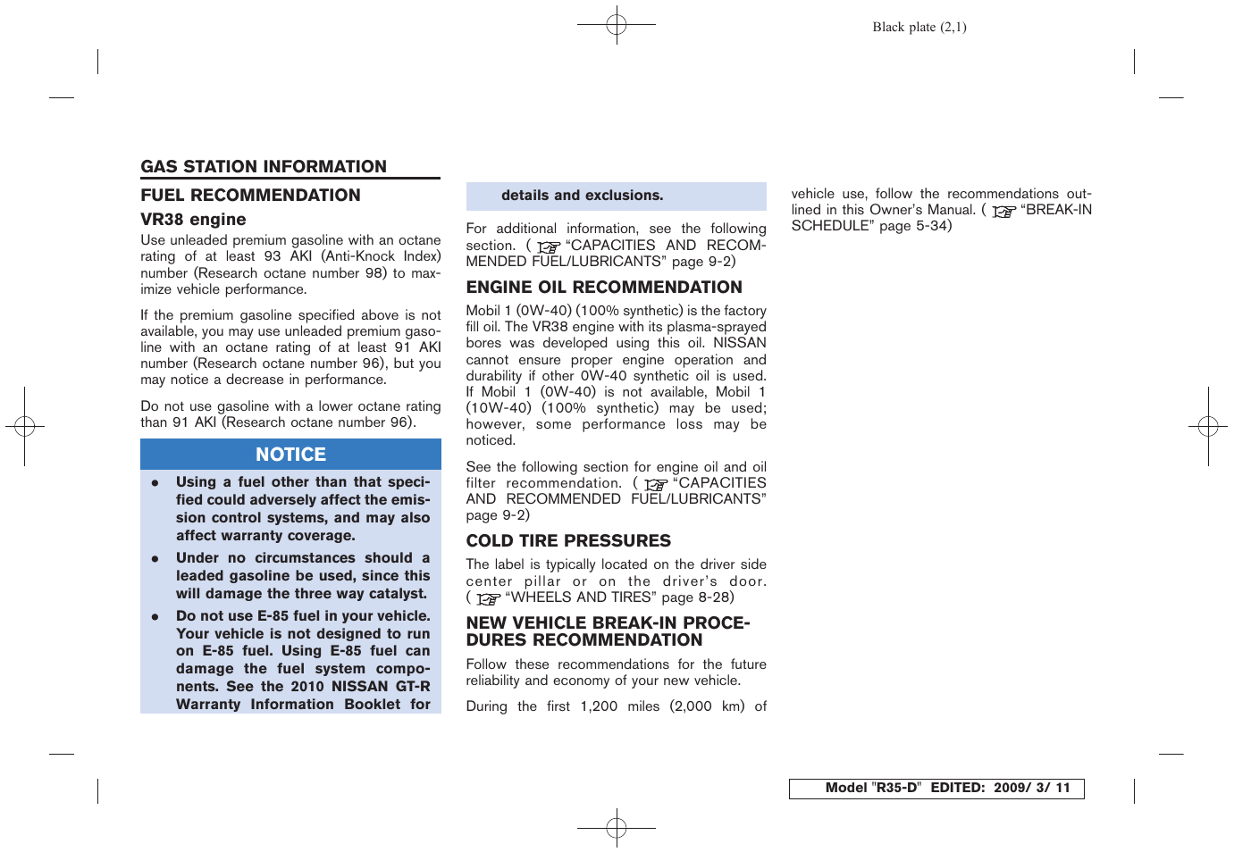 NISSAN 2010 GT-R Sports Sedan User Manual | Page 313 / 314