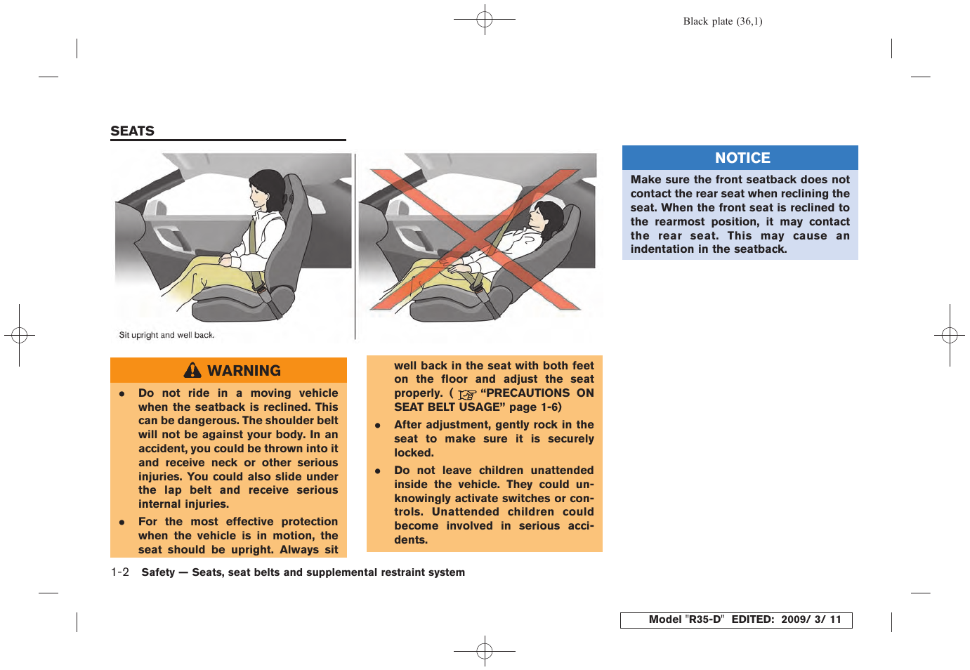 Seats -2 | NISSAN 2010 GT-R Sports Sedan User Manual | Page 39 / 314