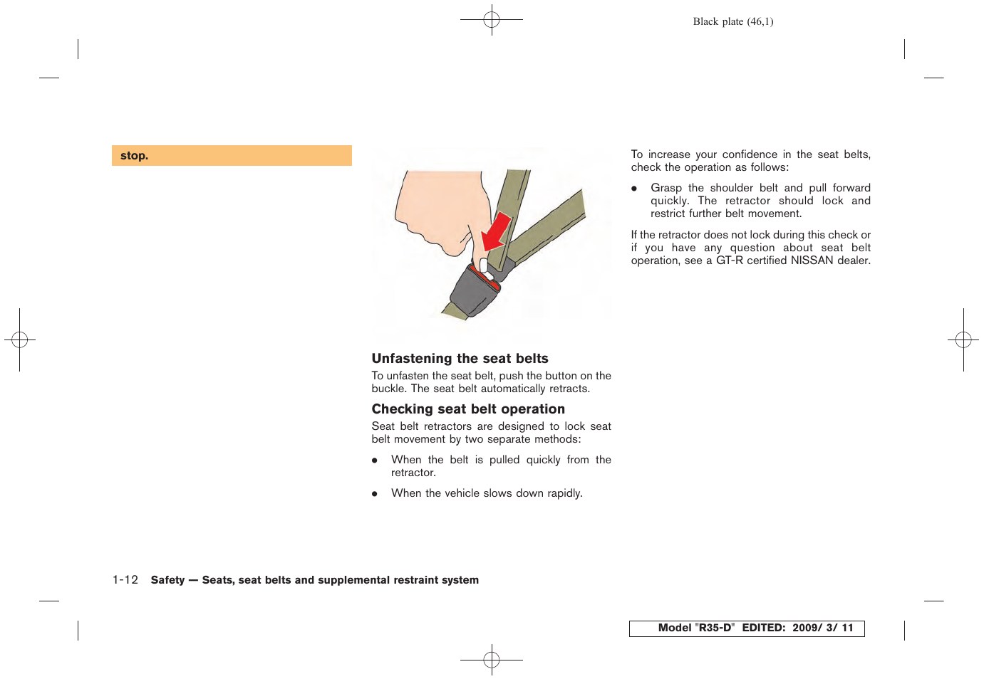 NISSAN 2010 GT-R Sports Sedan User Manual | Page 49 / 314