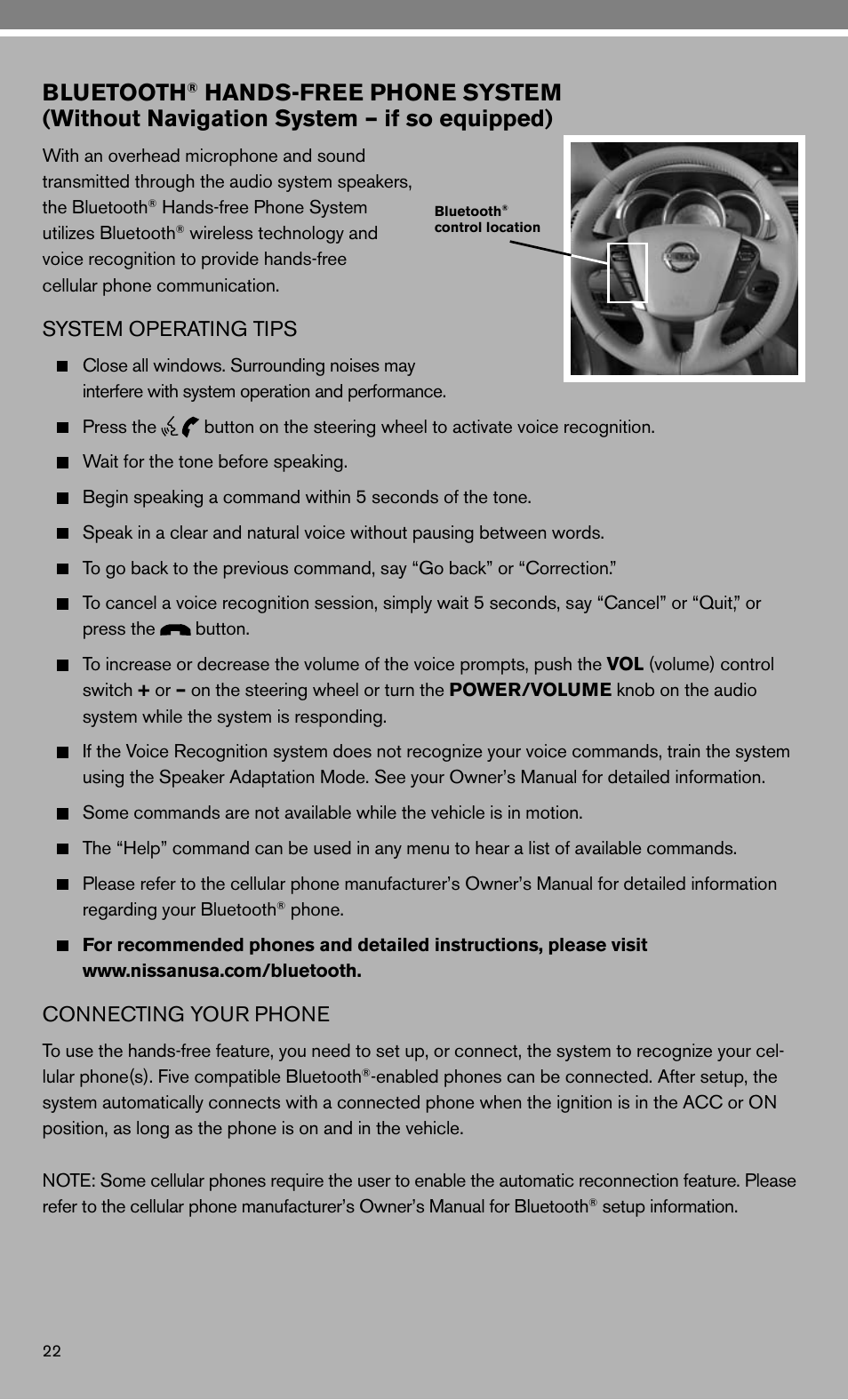 Bluetooth | NISSAN 2010 Murano User Manual | Page 24 / 48