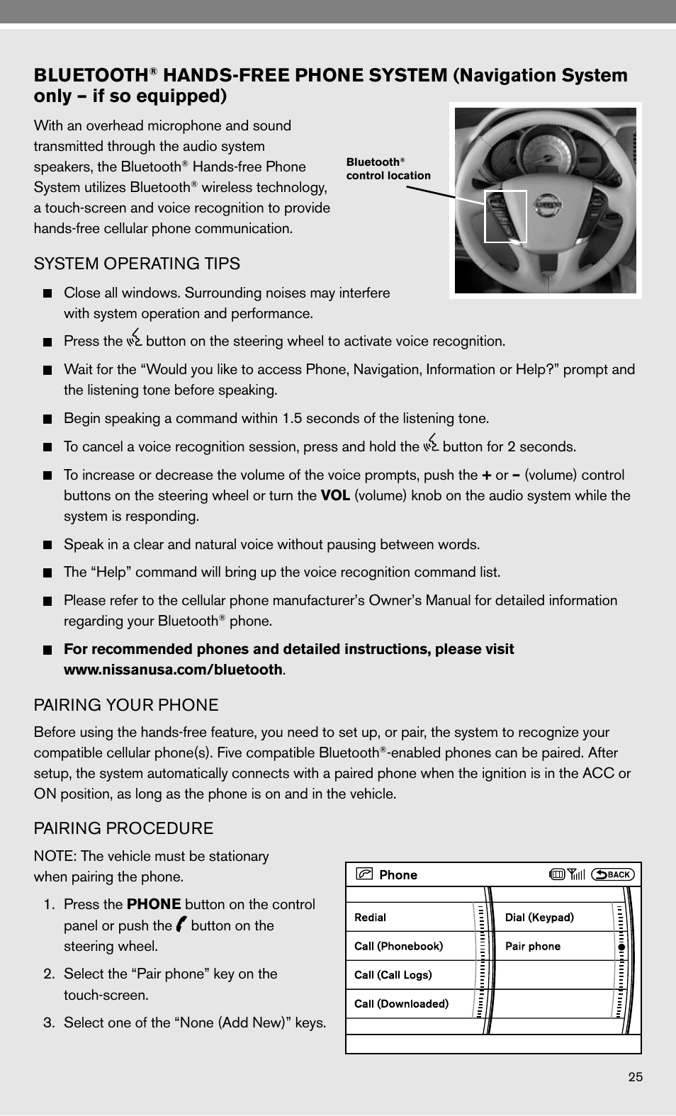 Bluetooth | NISSAN 2010 Murano User Manual | Page 27 / 48