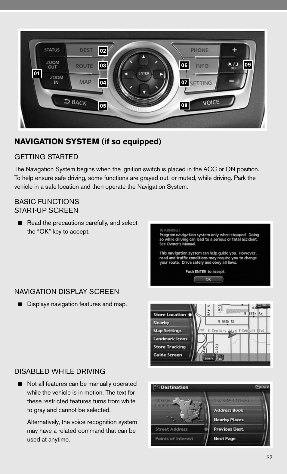 Navigation system (if so equipped) | NISSAN 2010 Murano User Manual | Page 39 / 48