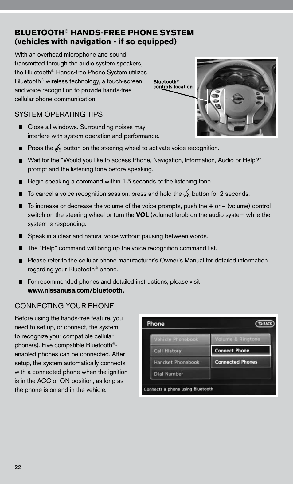 Bluetooth | NISSAN 2010 Altima Hybrid User Manual | Page 24 / 40