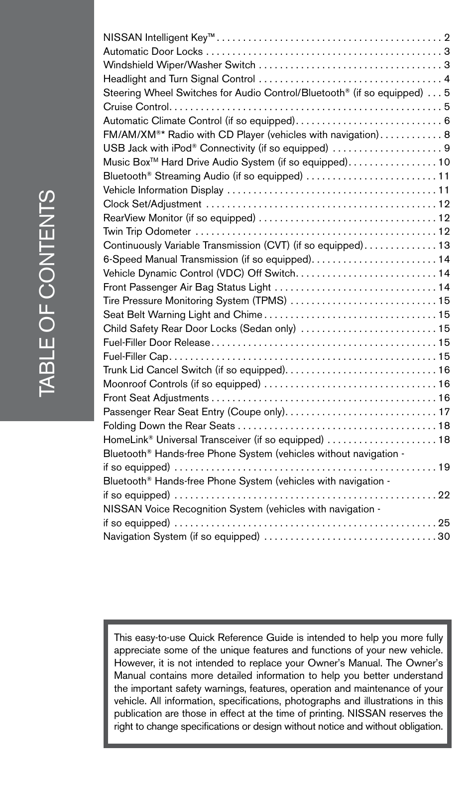 NISSAN 2010 Altima Hybrid User Manual | Page 3 / 40