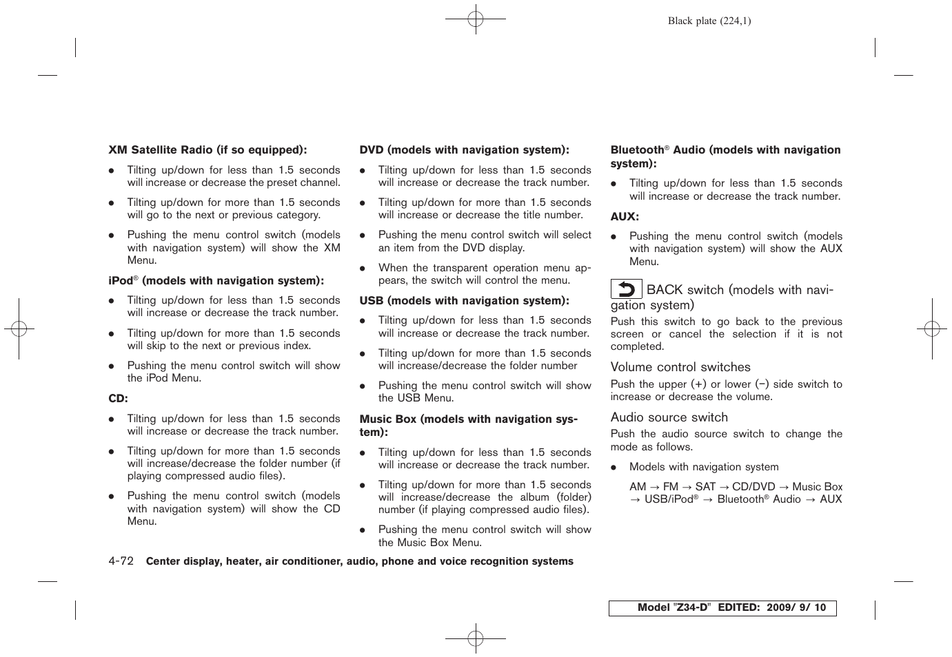 NISSAN 2010 Z Coupe User Manual | Page 224 / 409