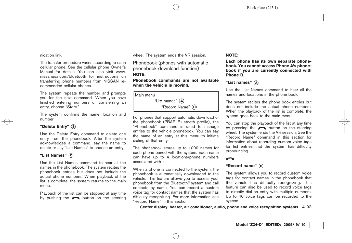 NISSAN 2010 Z Coupe User Manual | Page 245 / 409