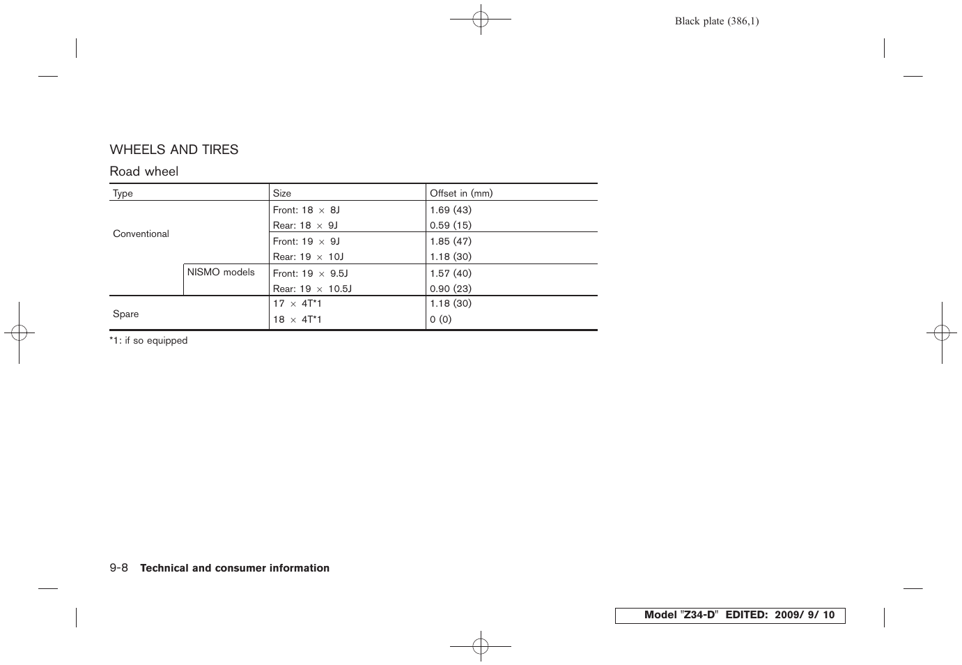 Wheels and tires -8 | NISSAN 2010 Z Coupe User Manual | Page 384 / 409