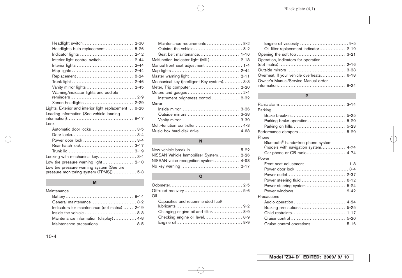 NISSAN 2010 Z Coupe User Manual | Page 404 / 409