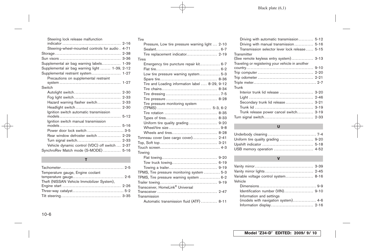NISSAN 2010 Z Coupe User Manual | Page 406 / 409