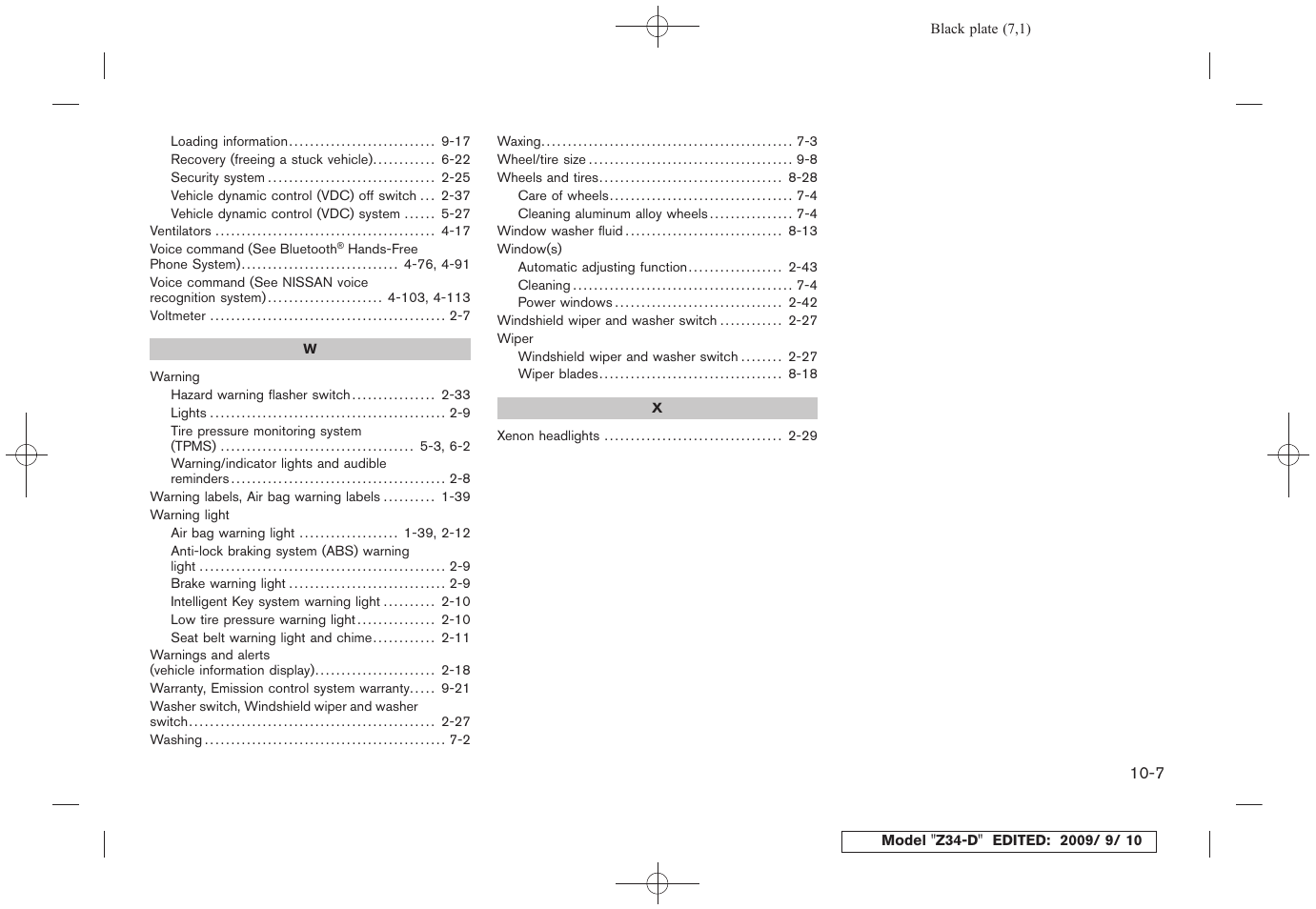 NISSAN 2010 Z Coupe User Manual | Page 407 / 409