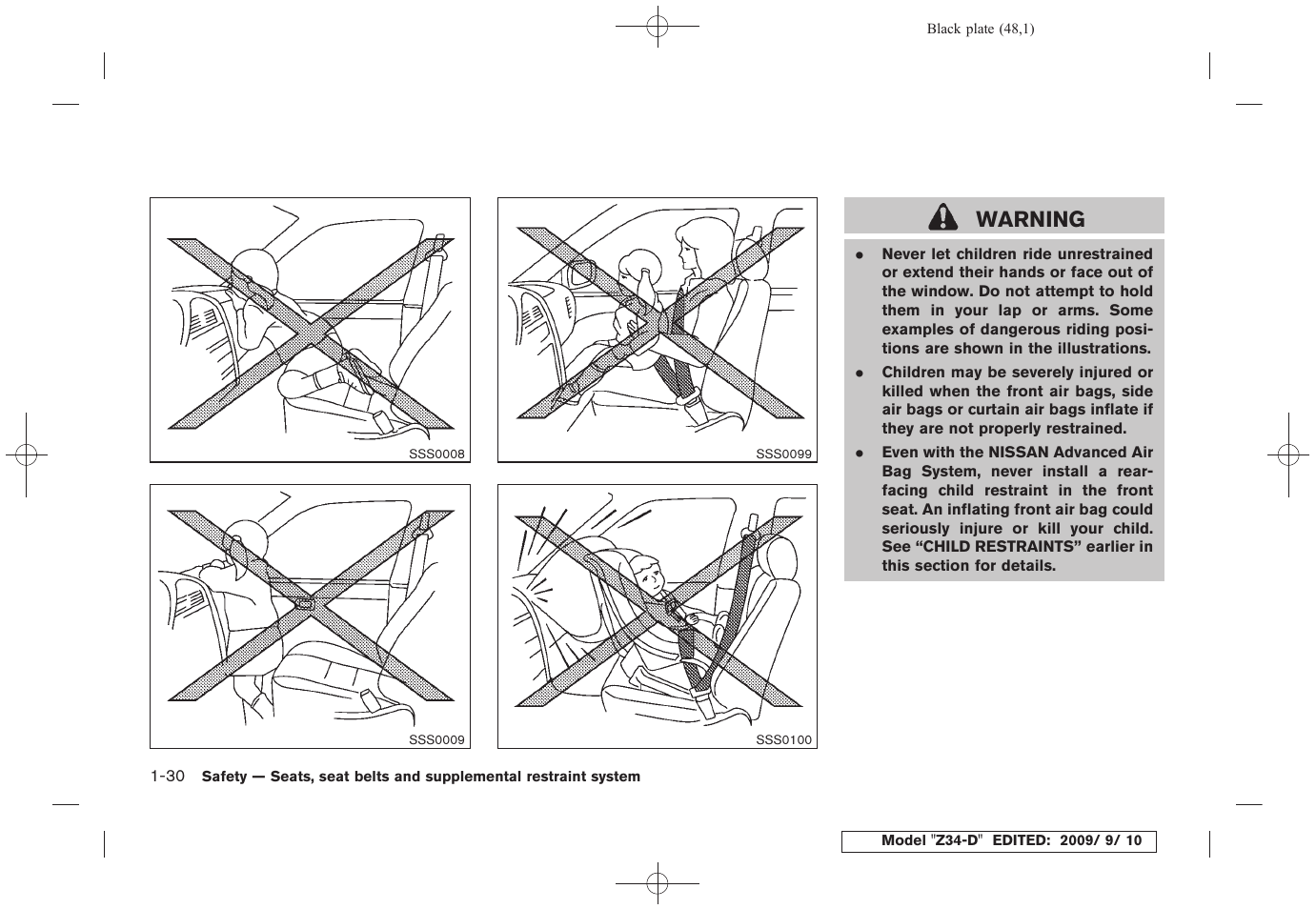 Warning | NISSAN 2010 Z Coupe User Manual | Page 50 / 409