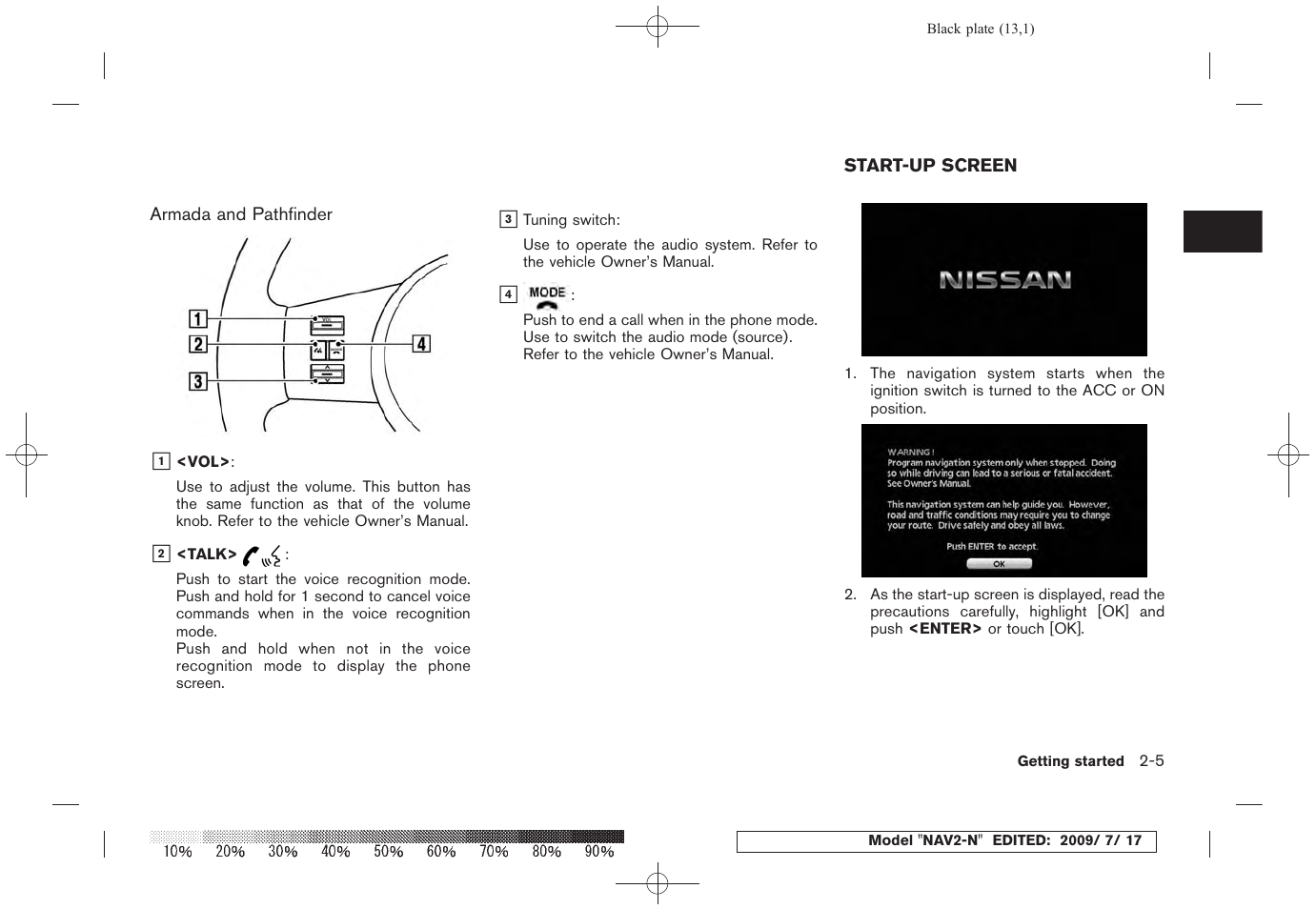 Start-up screen -5 | NISSAN 2010 Pathfinder User Manual | Page 12 / 234