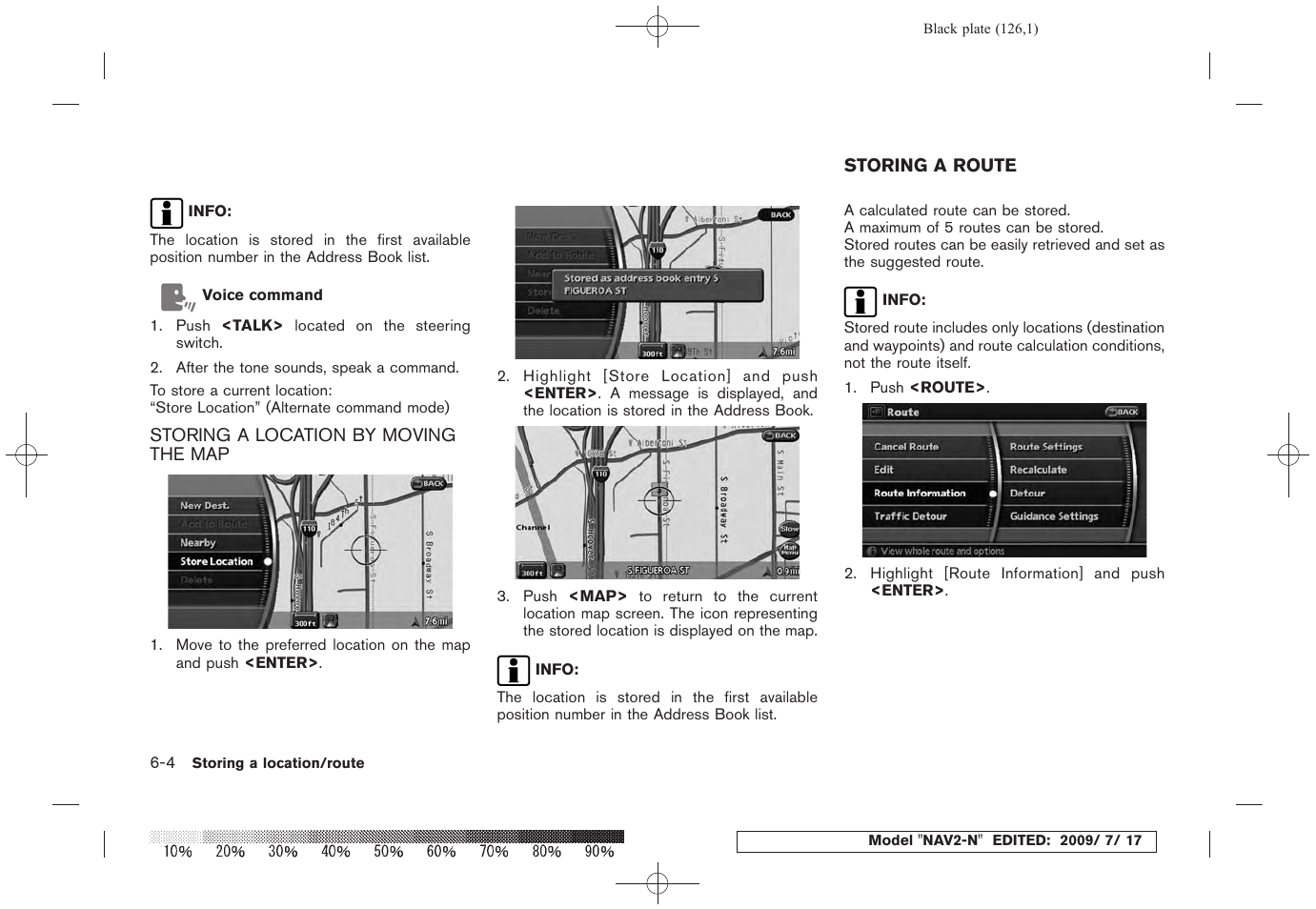 Storing a location by moving the map -4, Storing a route -4 | NISSAN 2010 Pathfinder User Manual | Page 123 / 234