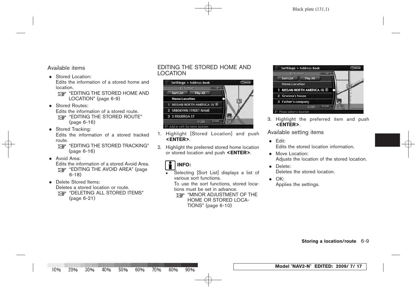 Editing the stored home and location -9 | NISSAN 2010 Pathfinder User Manual | Page 128 / 234