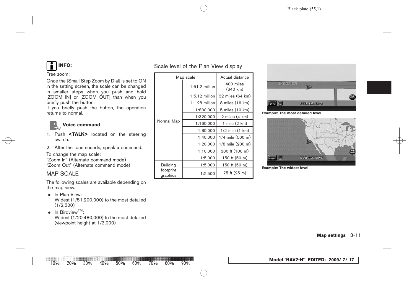 Map scale -11 | NISSAN 2010 Pathfinder User Manual | Page 52 / 234