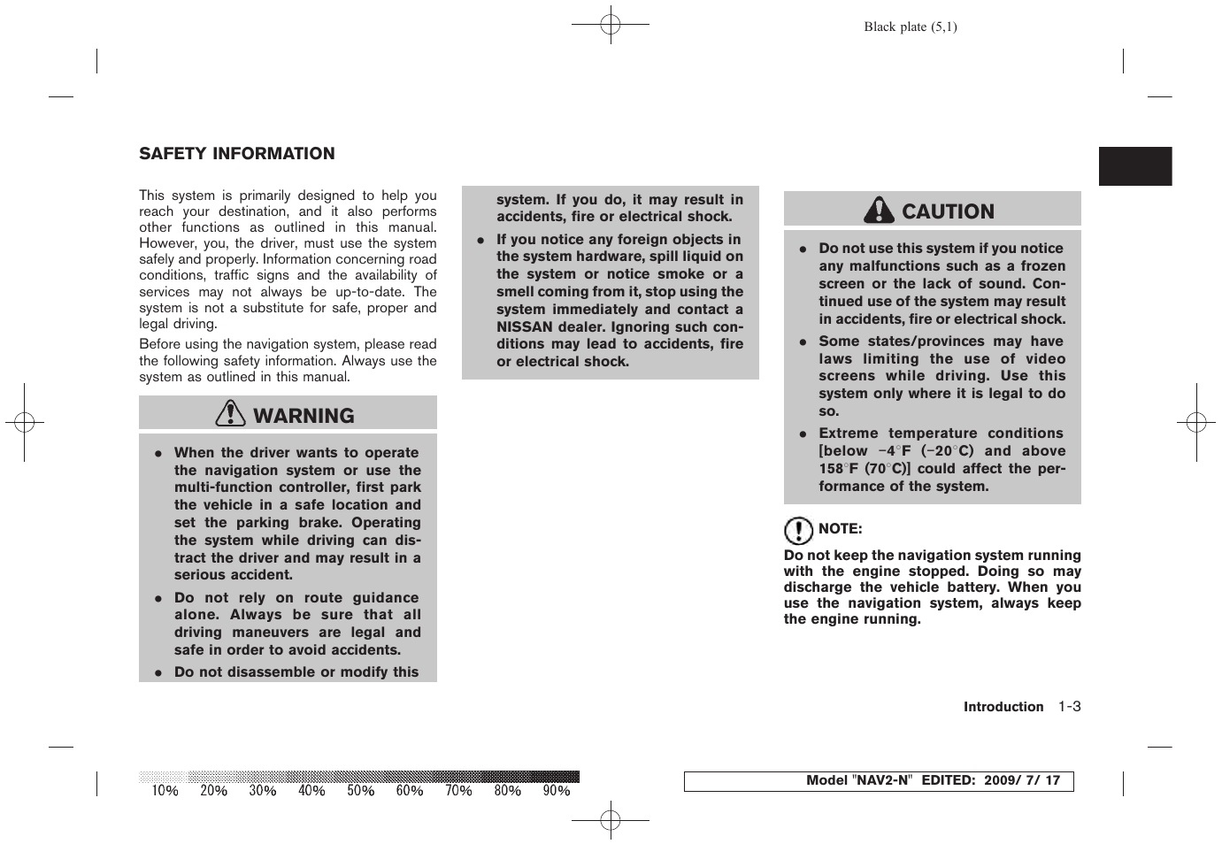 Safety information -3, Warning, Caution | NISSAN 2010 Pathfinder User Manual | Page 6 / 234
