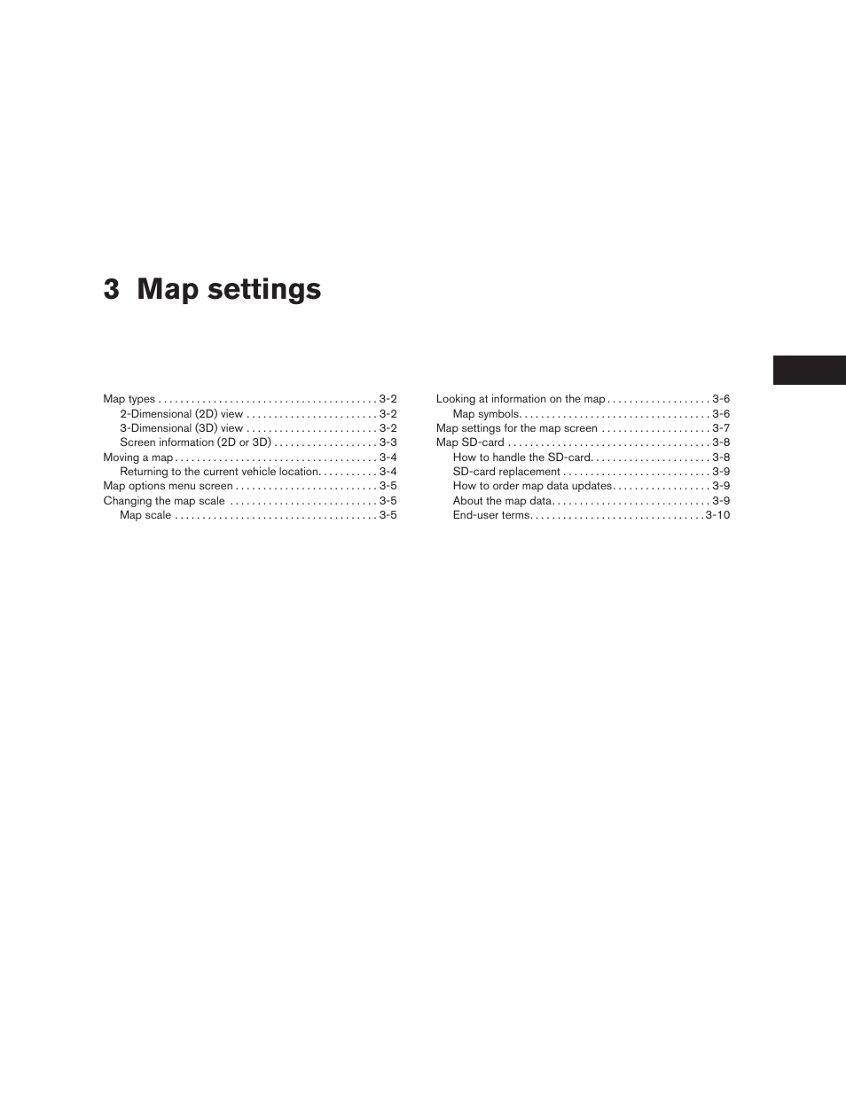 Map settings, 3 map settings | NISSAN 2010 Versa User Manual | Page 14 / 79