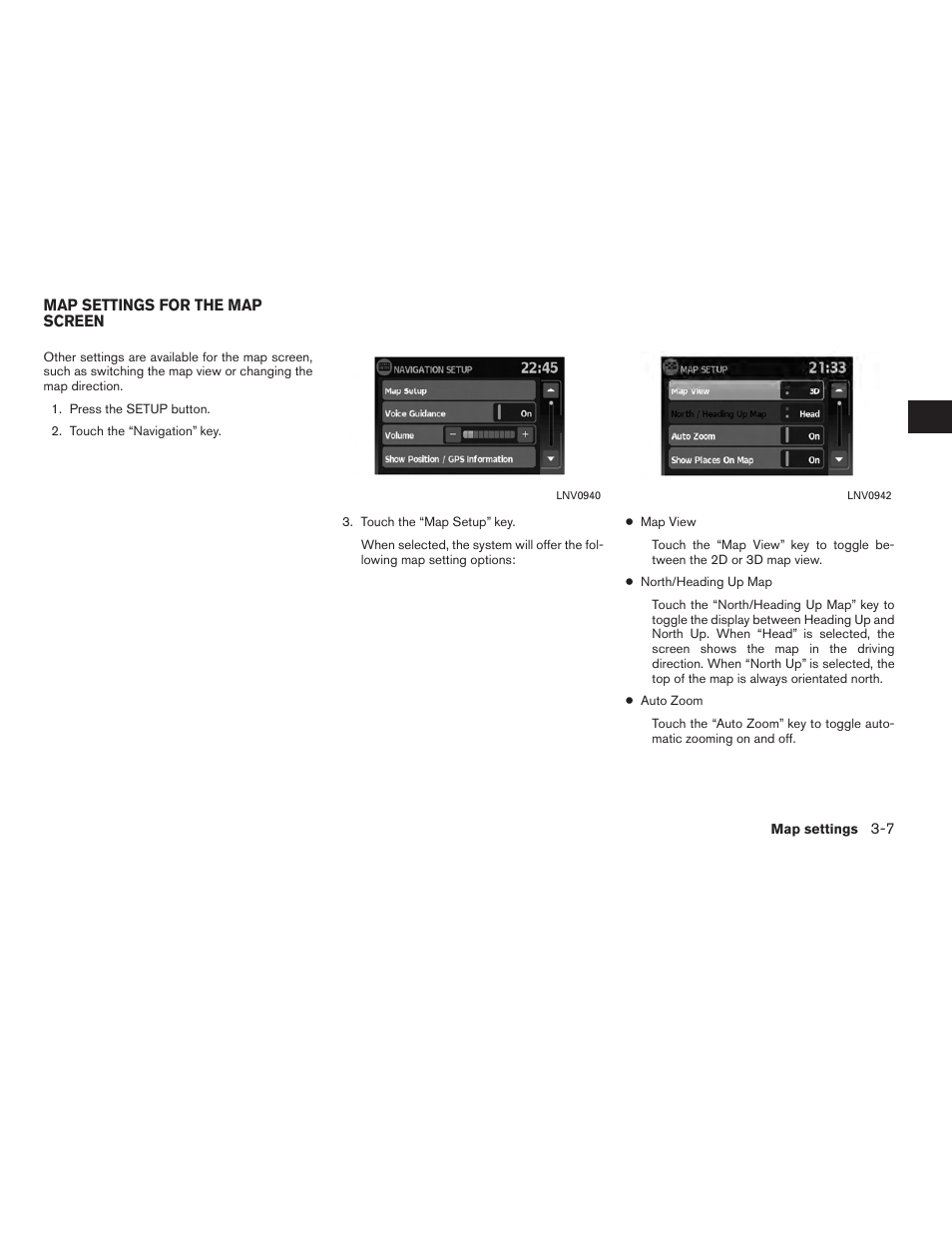 Map settings for the map screen -7 | NISSAN 2010 Versa User Manual | Page 20 / 79