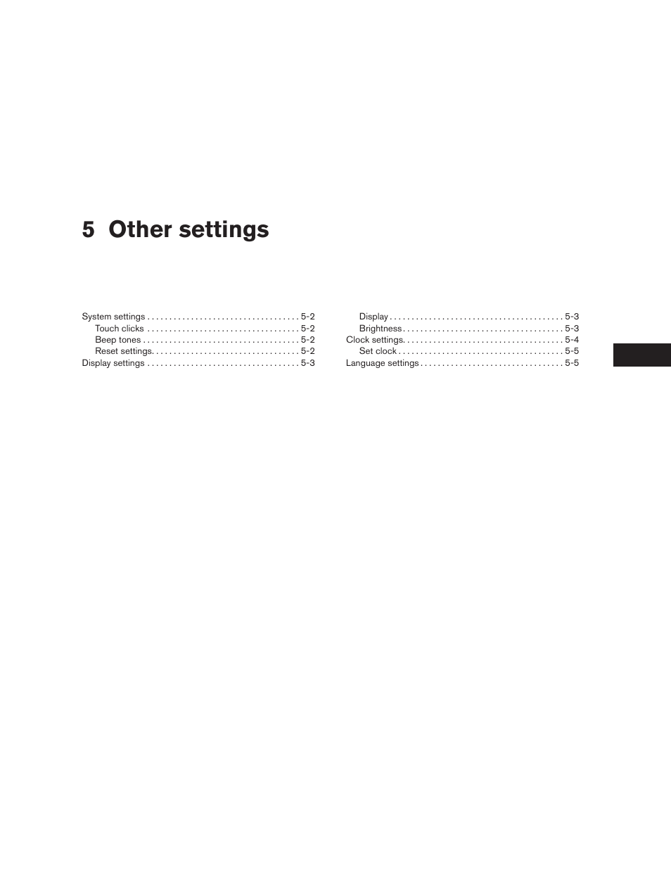 Other settings, 5 other settings | NISSAN 2010 Versa User Manual | Page 58 / 79