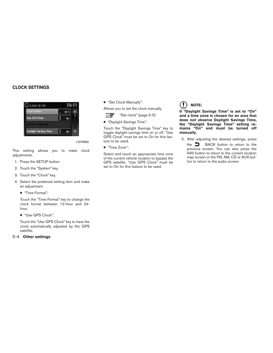 Clock settings -4 | NISSAN 2010 Versa User Manual | Page 61 / 79