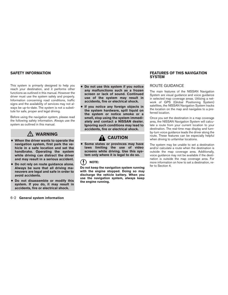 Route guidance -2, Warning, Caution | NISSAN 2010 Versa User Manual | Page 65 / 79