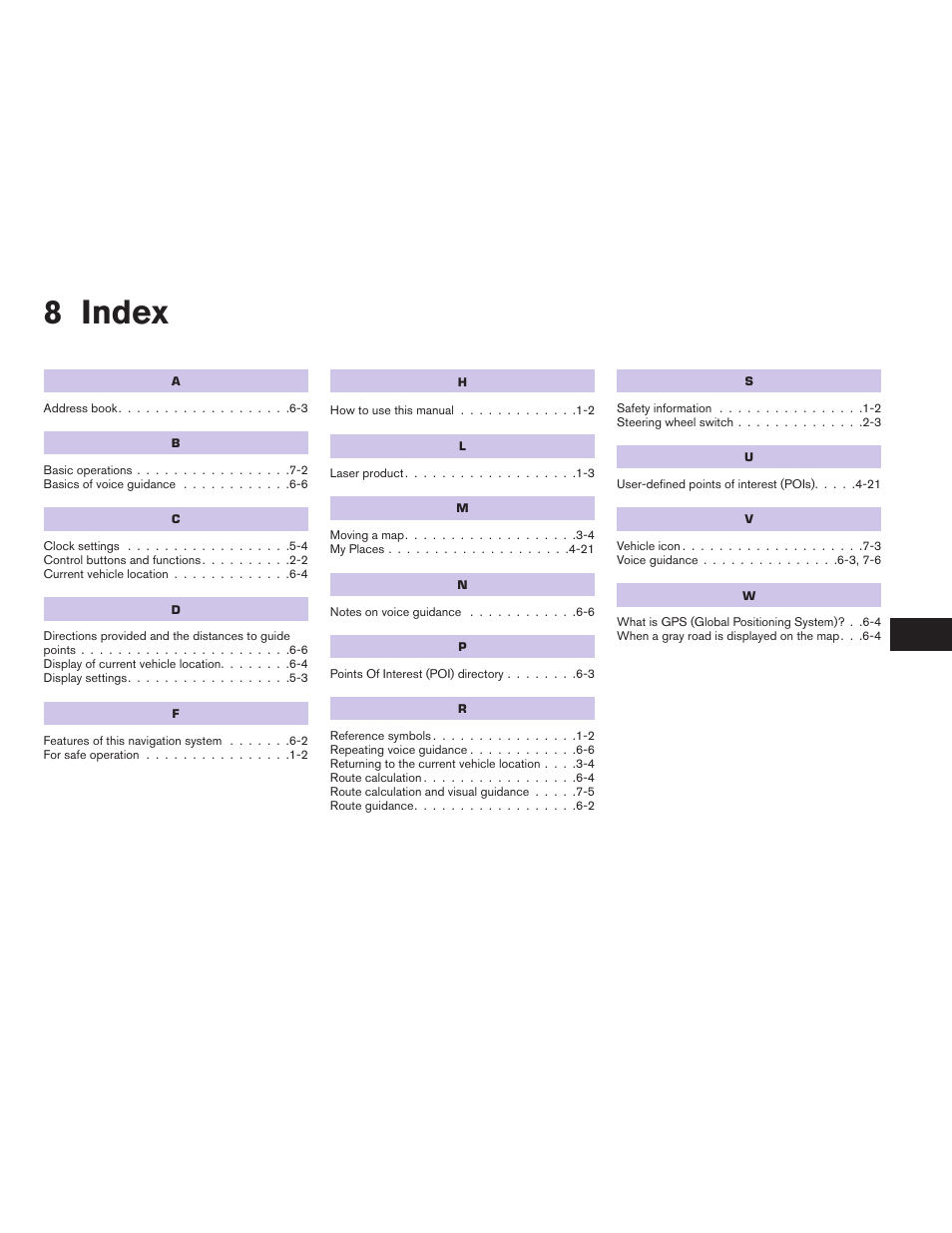 Index, 8 index | NISSAN 2010 Versa User Manual | Page 78 / 79