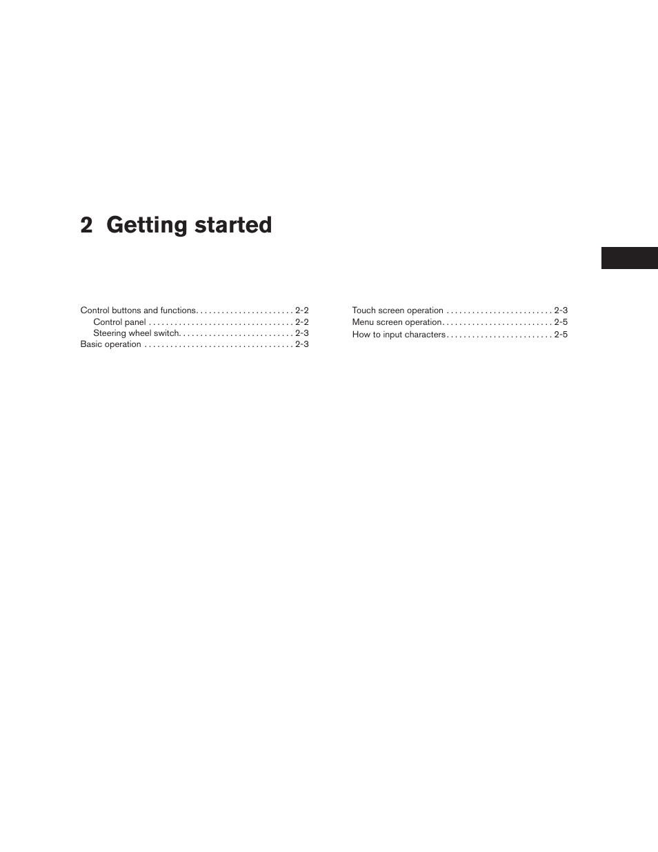 Getting started, 2 getting started | NISSAN 2010 Versa User Manual | Page 8 / 79