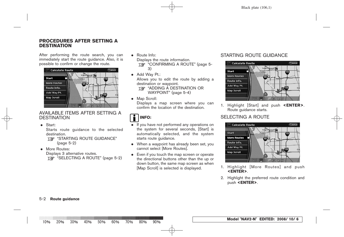 Procedures after setting a destination -2 | NISSAN 2009 Murano User Manual | Page 104 / 264