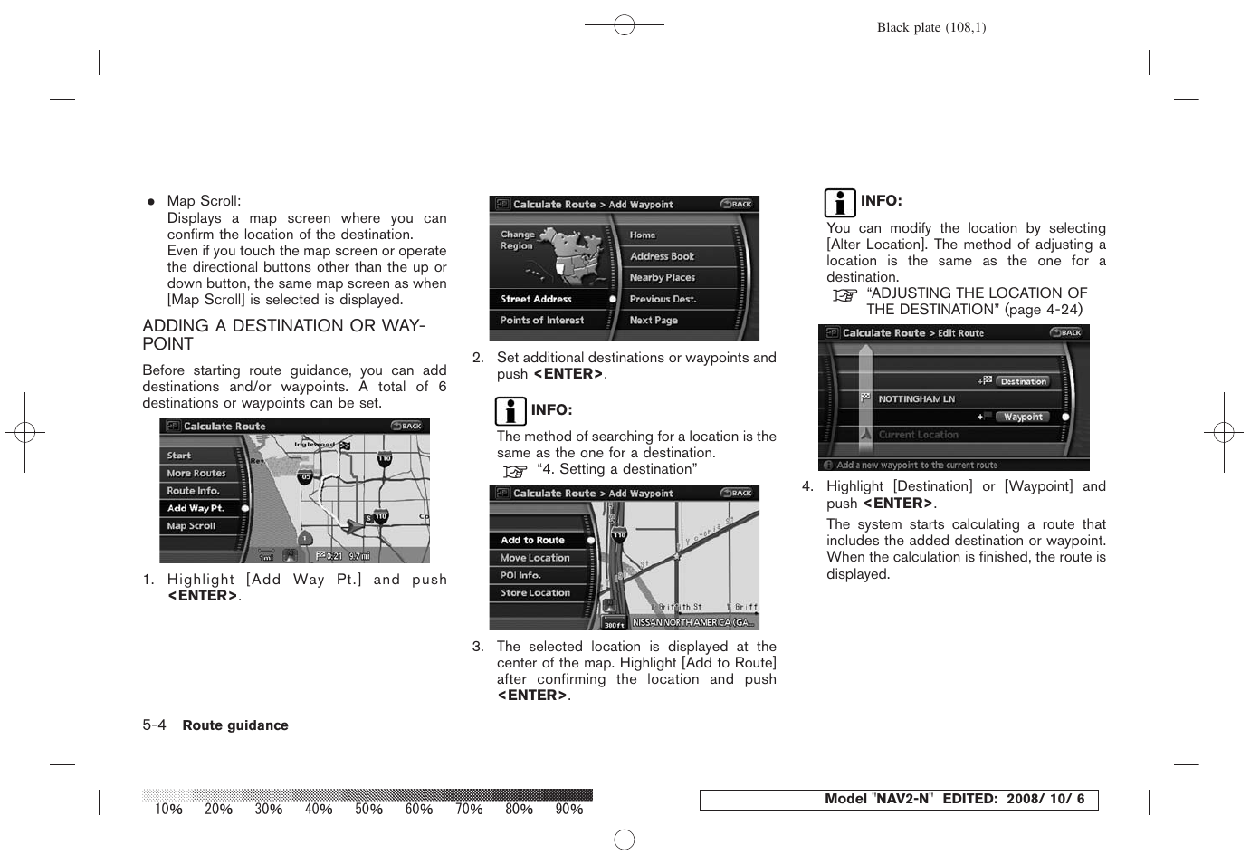 Adding a destination or waypoint -4 | NISSAN 2009 Murano User Manual | Page 106 / 264