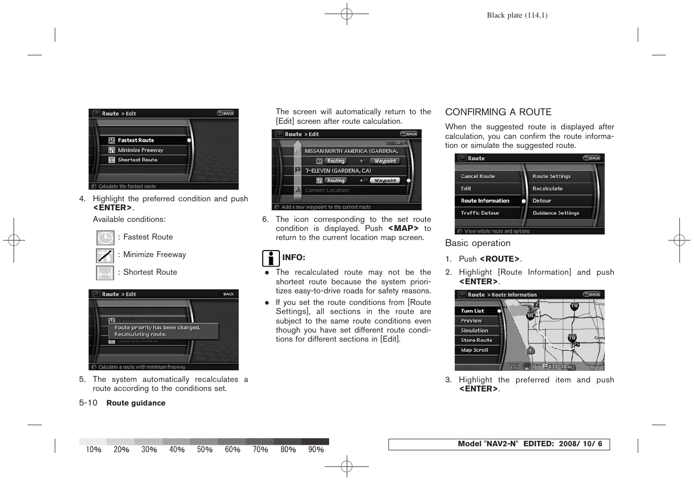 Confirming a route -10 | NISSAN 2009 Murano User Manual | Page 112 / 264