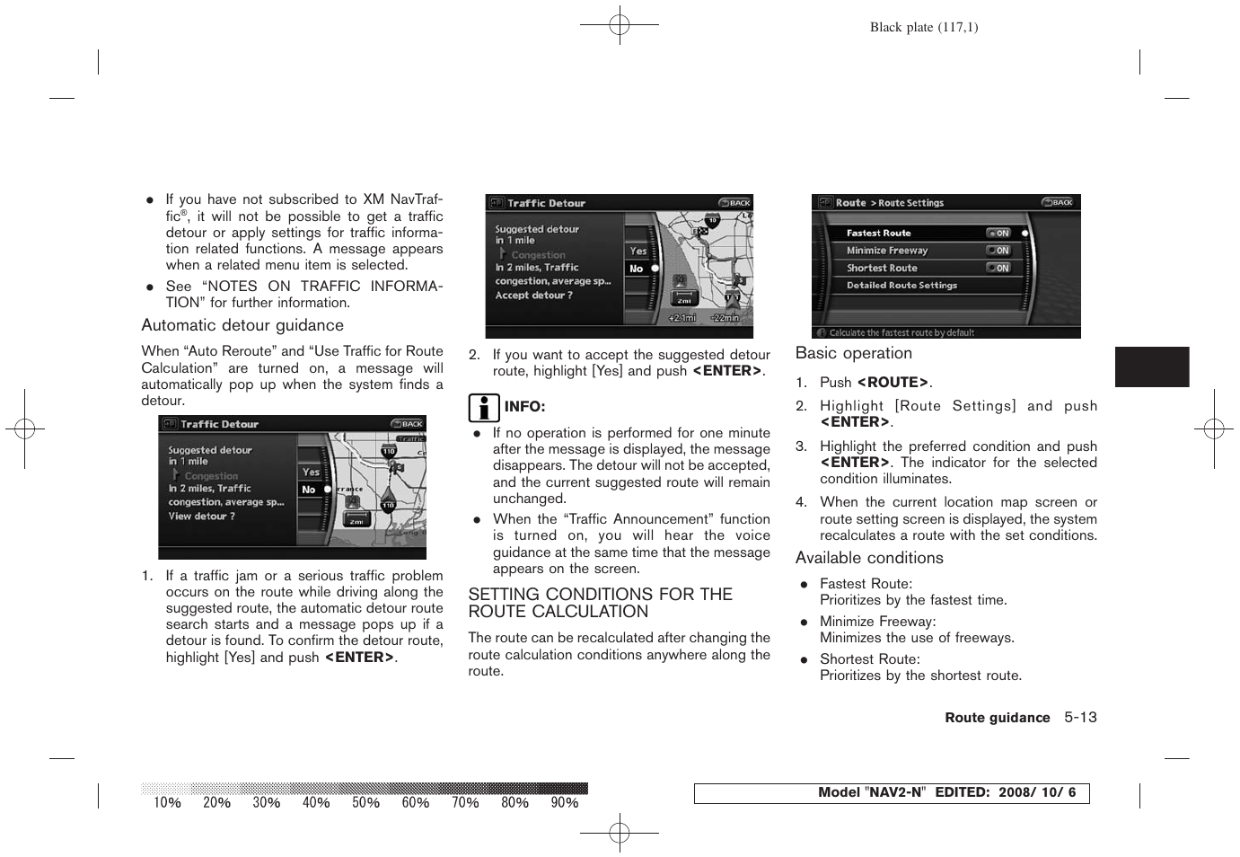 Setting conditions for the route calculation -13 | NISSAN 2009 Murano User Manual | Page 115 / 264